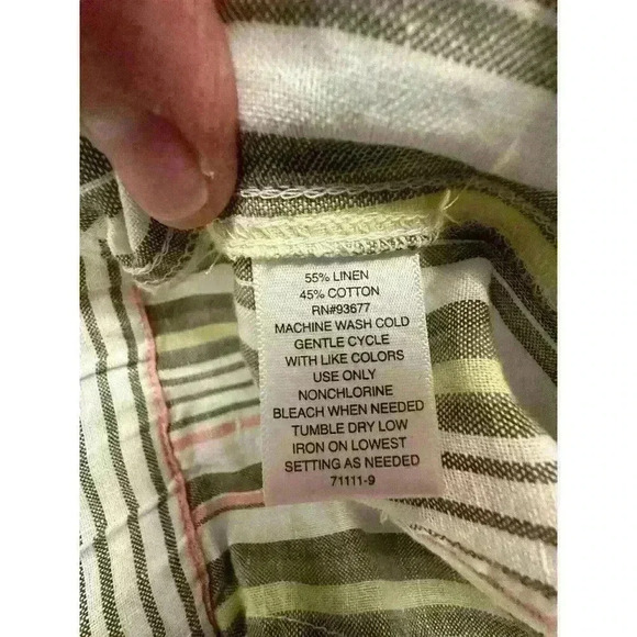 Liz Claiborne Multi Stripe Belted Crop Pants Size M Medium I Seam 22” - Picture 9 of 11